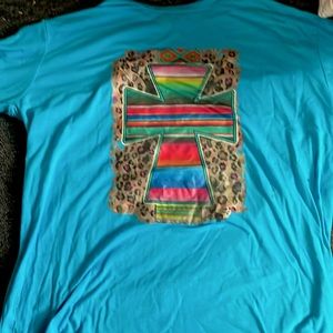 Teal cross shirt